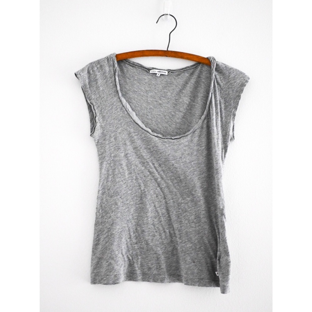 James Perse Standard Grey Scoop Neck T-Shirt size 2